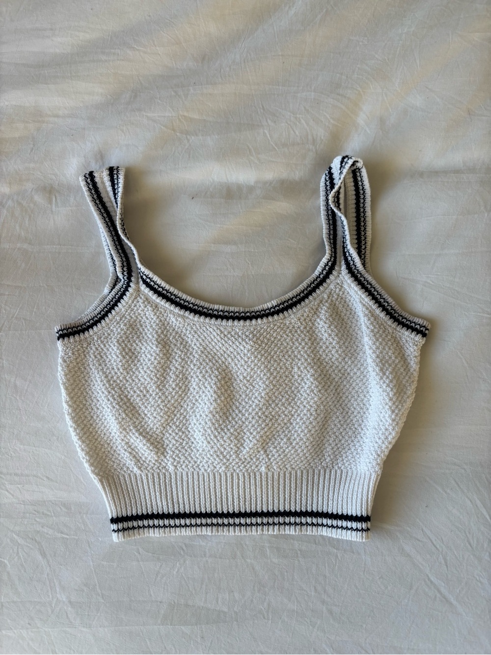 Cotton Candy LA Cream Knit Striped Crop Tank Small